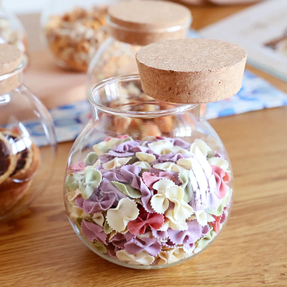 Lovely Round Tea Pot High Borosilicate Glass Sealed Pot Candy Milk Powder Micro Landscape Dried Fruit Food Storage Tank